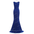 Azul vestido sexy o-cuello partido largo bandage delgado sirena vestido de mujer vestir CL009648-3